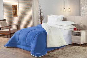 Coberdrom Edredom Sherpa Solteiro Pele De Carneiro Azul Coberdrom Edredom Sherpa Solteiro Pele De Carneiro Azul