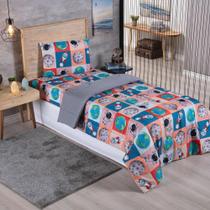 Coberdrom Edredom Solteiro Alegria Astronauta 100% Poliéster