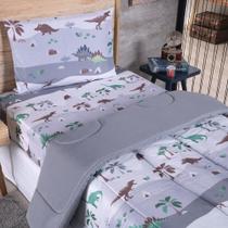 Coberdrom Edredom Solteiro Alegria Dinossauro 100% Poliéster