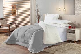 Coberdrom Edredom Solteiro Pele De Carneiro Sherpa Cinza