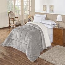 Coberdrom Everest casal king size manta sherpa lã carneiro 1 peça cinza