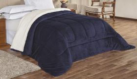 Coberdrom Everest King 1 Peça - Lã de Carneiro + Manta Flannel AZUL MARINHO