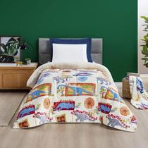 Coberdrom Fantasy Solteiro Infantil Sherpa Manta Dinossauro