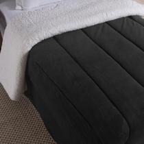 Coberdrom Fleece Solteiro Com Sherpa Noruega Preto 1 Peça