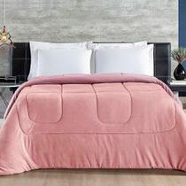 Coberdrom Hot Quente Casal Queen Malha 140g 100% Algodão Manta Flannel Dupla Face Rosa