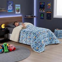 Coberdrom Infantil Solteiro Game Bouti Kids Dupla Face Flannel Sherpa 2,40x1,50m