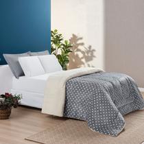 Coberdrom King Sherpa e Manta Petit Poá 01 Peça Cinza