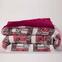 Coberdrom Patchwork Rosê/Vinho Queen Avulso - Dupla Face Manta Microfibra Coberdrom Patchwork Rosê/Vinho Queen Avulso - Dupla Face Manta Microfibra