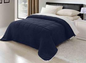 Coberdrom Queen 1 Peca Sherpa Com Manta Soft Azul Marinho Coberdrom Queen 1 Peca Sherpa Com Manta Soft Azul Marinho