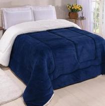 Coberdrom Queen 2,40 X 2,20 Microfibra E Lã de Carneiro Azul Coberdrom Queen 2,40 X 2,20 Microfibra E Lã de Carneiro Azul