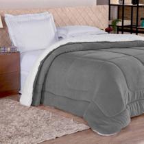 Coberdrom Queen Alaska Sherpa Dupla Face Cinza. Coberdrom Queen Alaska Sherpa Dupla Face Cinza.