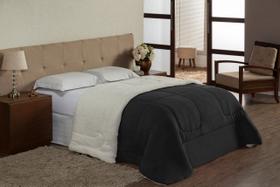 Coberdrom QUEEN ATENAS Pele de Carneiro SHERPA com MANTA SOFT Dupla Face PRETO Coberdrom QUEEN ATENAS Pele de Carneiro SHERPA com MANTA SOFT Dupla Face PRETO