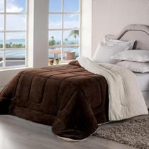 Coberdrom Queen Casal Sherpa 2,20m x 2,40m Edredom Dupla Face Fofão Pele De Carneiro Cobertas Grosso Frio Intenso