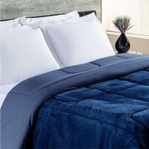 Coberdrom Queen Dupla Face Malha Algodão-mantinha 1 Peça - Marinho