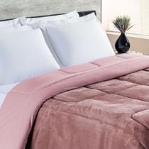 Coberdrom Queen Dupla Face Malha Algodão/Mantinha 1 Peça - Rosê - 100% algodão verso 100% poliéster