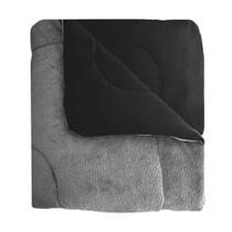 Coberdrom Queen Dupla Face Plush Cinza e Malha Preta Arrumadinho Enxovais Coberdrom Queen Dupla Face Plush Cinza e Malha Preta Arrumadinho Enxovais