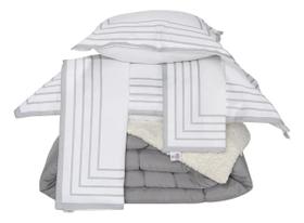 Coberdrom Queen Dupla Face Sherpa Soft 400 Fios Kit 5 Peças Cama Posta Cor: Cinza Coberdrom Queen Dupla Face Sherpa Soft 400 Fios Kit 5 Peças Cama Posta Cor: Cinza
