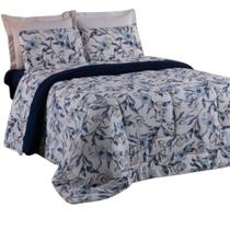 Coberdrom Queen em Malha de Algodão fio penteado - Azul - 100% Algodão