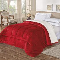 Coberdrom Queen Noruega Sherpa Manta Flannel 1pç - Vermelho