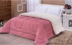 Coberdrom Queen Size Pele Carneiro Dupla Face Aspen Rosa