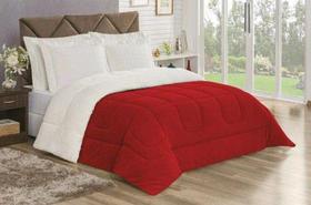 Coberdrom Queen Size Pele Carneiro Dupla Face Aspen Vermelho