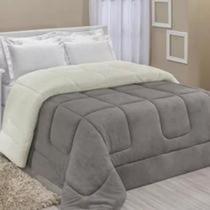 Coberdrom Queen Size Pele De Carneiro Sherpa Dupla Face Aspen Cinza - Tuca Casa