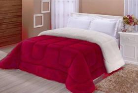Coberdrom Sherpa Casal Queen Edredom Pele Carneiro Vermelho Edredom Frio