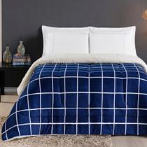 Coberdrom Sherpa e Flannel Austin Queen Manta 150g 01 Peça - Marinho Coberdrom Sherpa e Flannel Austin Queen Manta 150g 01 Peça - Marinho