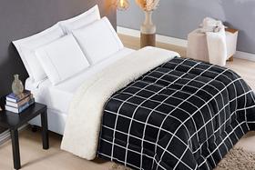 Coberdrom Sherpa e Flannel Austin Queen Manta 150g 01 Peça - Preto