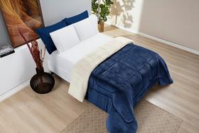 Coberdrom Sherpa e Flannel Everest King Manta Alta 150g 01 Peça - Marinho