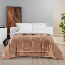 Coberdrom Sherpa e Flannel Everest Queen Manta Alta 150g 01 Peça - Apricot