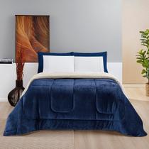 Coberdrom Sherpa e Flannel Everest Solteiro Manta Alta 150g 01 Peça - Marinho Coberdrom Sherpa e Flannel Everest Solteiro Manta Alta 150g 01 Peça - Marinho
