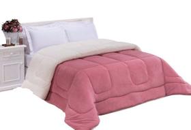 Coberdrom Sherpa e Plush Antártida Casal Queen Dupla Face Rosê