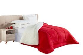 Coberdrom Sherpa e Plush Antártida Dupla Face Solteiro Extra Macio Vermelho