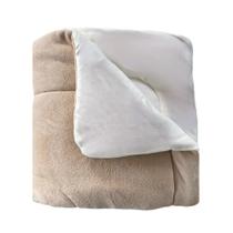 Coberdrom Solteiro Dupla Face Plush Bege e Malha Cru Arrumadinho Enxovais