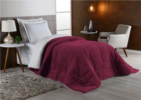 Coberdrom Solteiro Dupla Face - Sherpa com Manta Coral Fleece Vinho