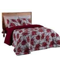 Coberdrom Solteiro Em Malha De Algodão Fio Penteado Vermelho