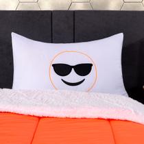 Coberdrom Solteiro Emoji Porta Bordado 02 Peças Cor Vibrante