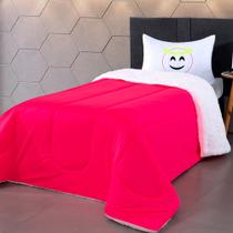 Coberdrom Solteiro Emoji Porta Bordado 02 Peças Pink Coberdrom Solteiro Emoji Porta Bordado 02 Peças Pink