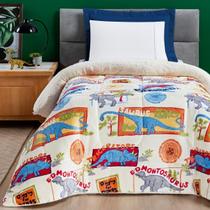 Coberdrom Solteiro Grosso Mundo Kids Dupla Face Super Macio BOUTI
