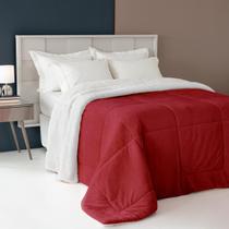 Coberdrom Solteiro Sherpa e Fleece Vermelho 1,50m x 2,40m