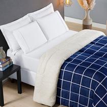 Coberdrom Solteiro Sherpa e Manta Austin 01 Peça Marinho Coberdrom Solteiro Sherpa e Manta Austin 01 Peça Marinho