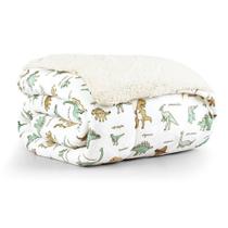 Coberdrom Solteiro Tutti Kids Manta 100g Dupla Face Flannel e Sherpa 01 Peça 100% Poliéster - Dino World