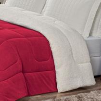 Coberdrom Solteiro veneza 1 Peça Manta Sherpa Fleece Cereja