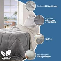 Coberdron casal queen sherpa cinza e branco pele de carneiro 2,4x2,2
