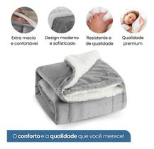 Coberdron casal queen sherpa cinza e branco pele de carneiro 2,4x2,2 Coberdron casal queen sherpa cinza e branco pele de carneiro 2,4x2,2