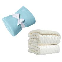 Coberta Manta Comfy Antialergico Azul e Pipoquinha Branco Coberta Manta Comfy Antialergico Azul e Pipoquinha Branco