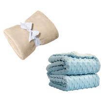 Coberta Manta Comfy Antialergico Marfim e Pipoquinha Azul Coberta Manta Comfy Antialergico Marfim e Pipoquinha Azul