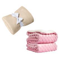 Coberta Manta Comfy Antialergico Marfim e Pipoquinha Rosa Coberta Manta Comfy Antialergico Marfim e Pipoquinha Rosa