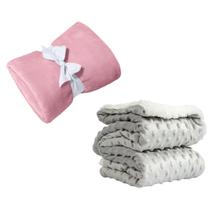 Coberta Manta Comfy Antialergico Rosa e PIpoquinha Cinza Coberta Manta Comfy Antialergico Rosa e PIpoquinha Cinza